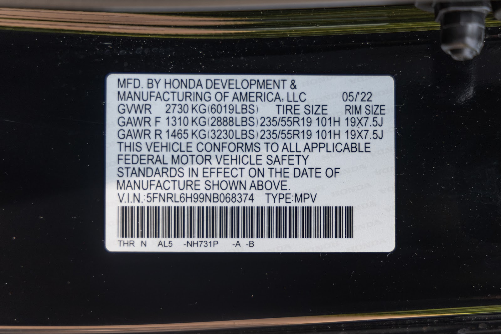 2022 Honda Odyssey ELITE photo 129